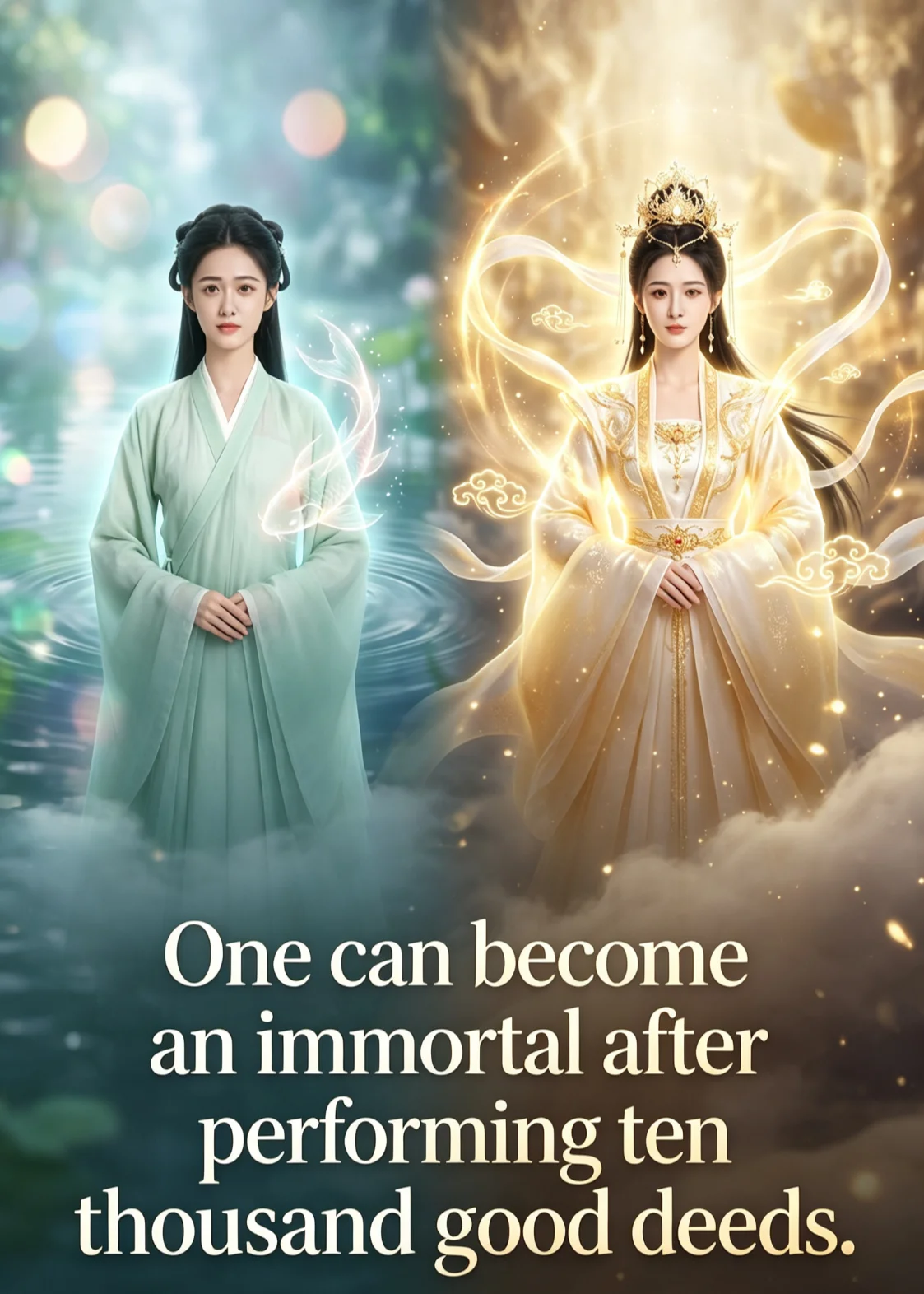 One can become an immortal after performing ten thousand good deeds.