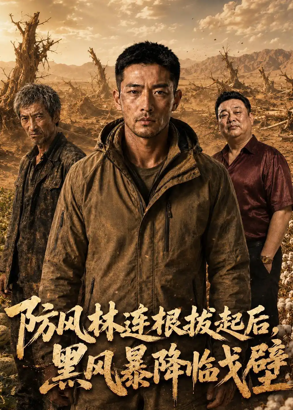 防风林连根拔起后，黑风暴降临戈壁