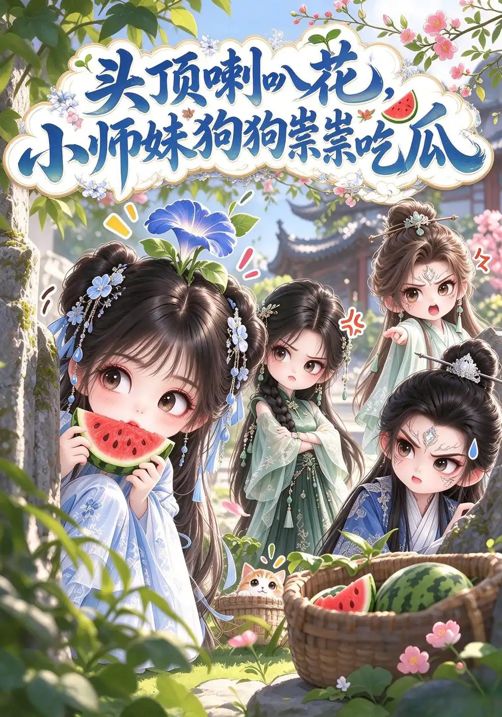 头顶喇叭花，小师妹狗狗祟祟吃瓜