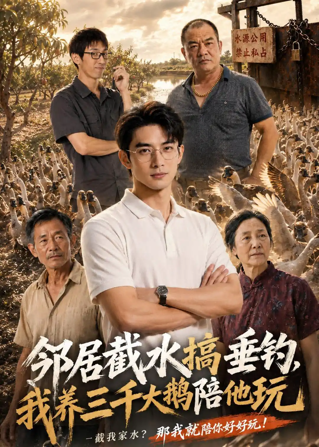 邻居截水搞垂钓，我养三千大鹅陪他玩