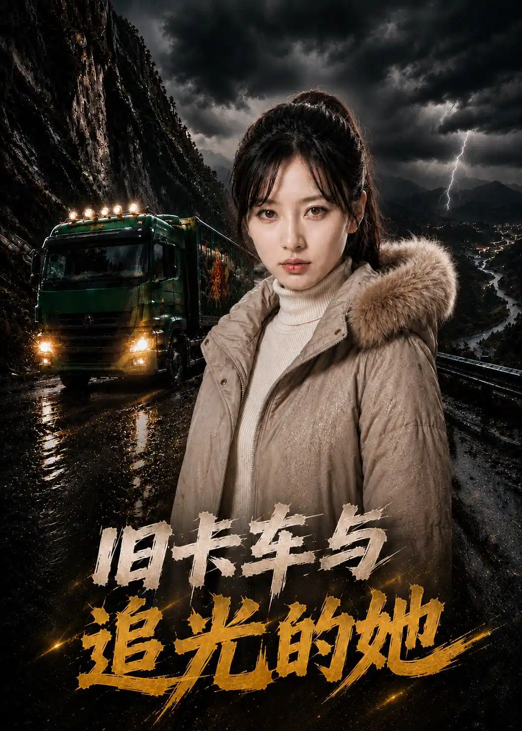 旧卡车与追光的她