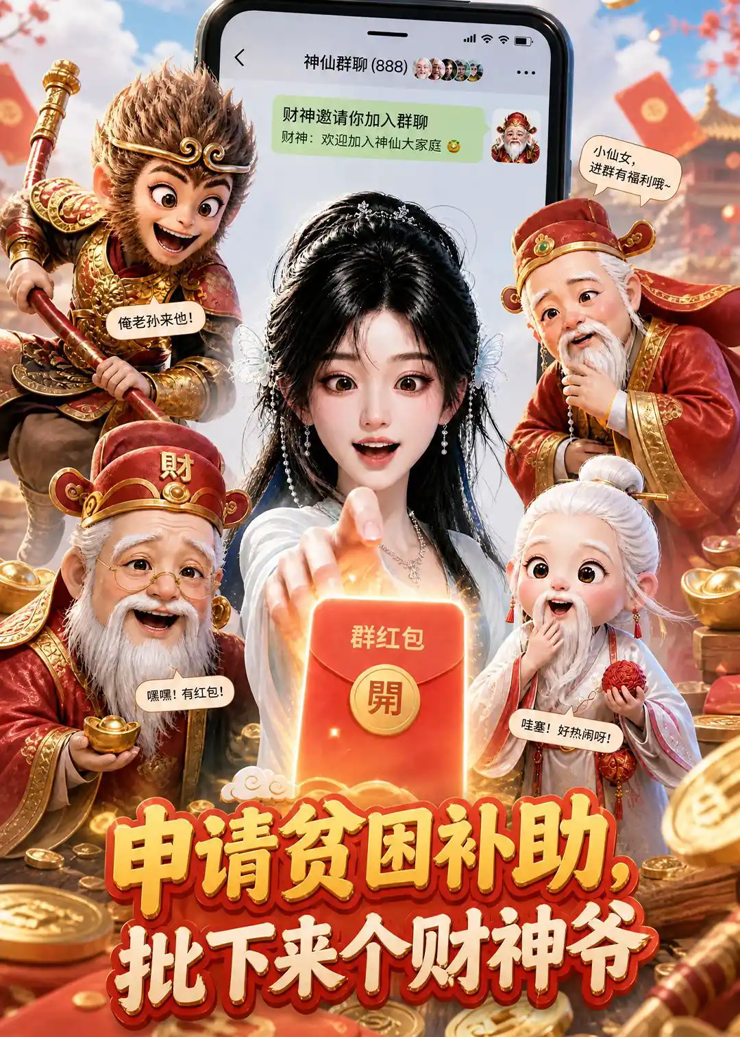申请贫困补助，批下来个财神爷