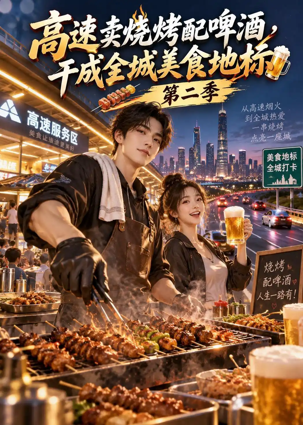 高速卖烧烤配啤酒，干成全城美食地标第二季